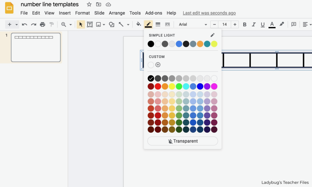 choose a color for the table borders