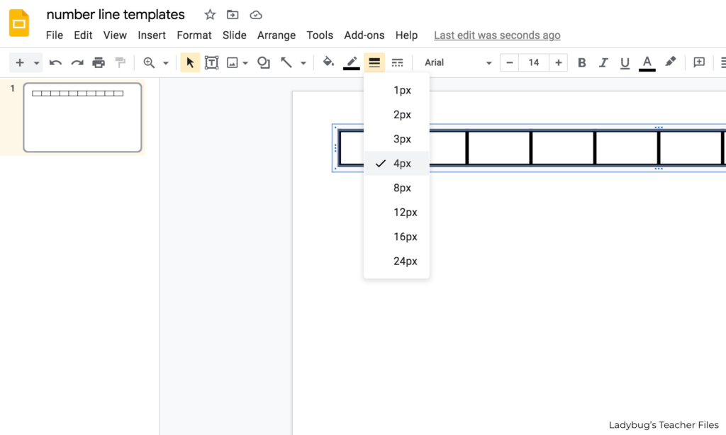 choose a line weight for the table borders