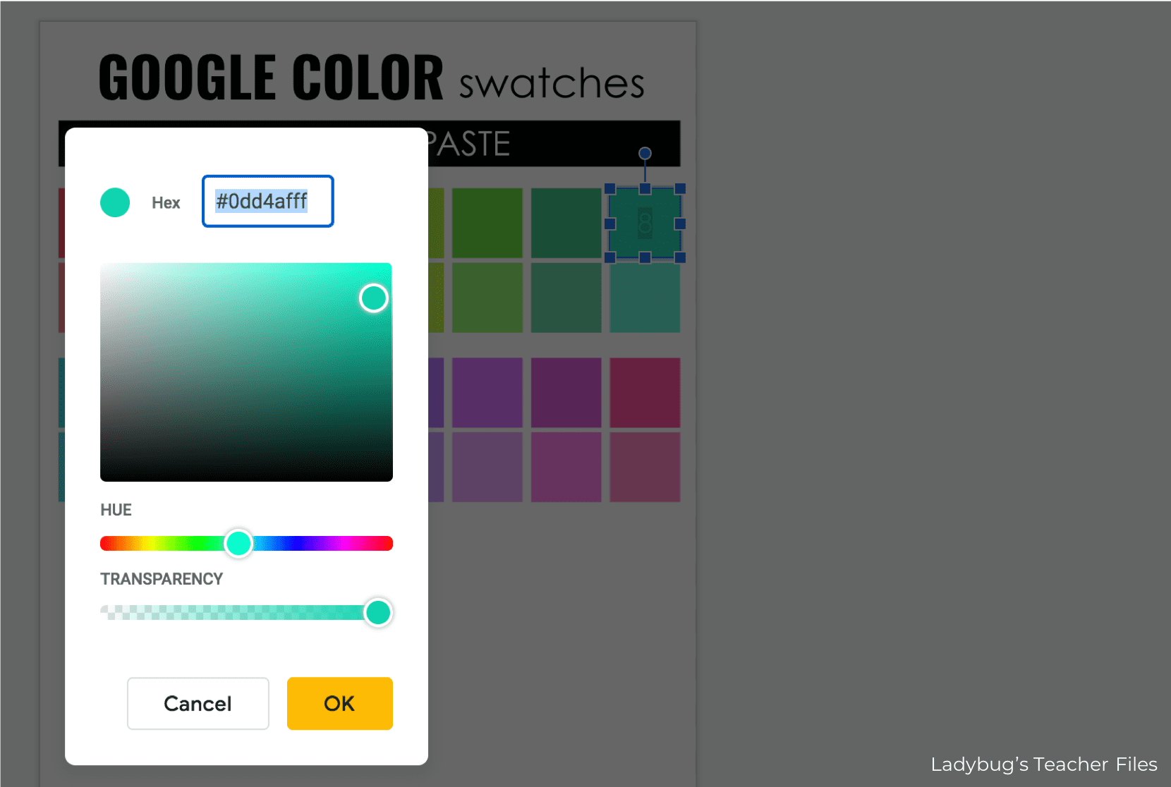 move the color gradient and adjust the slider until you get the shade you like