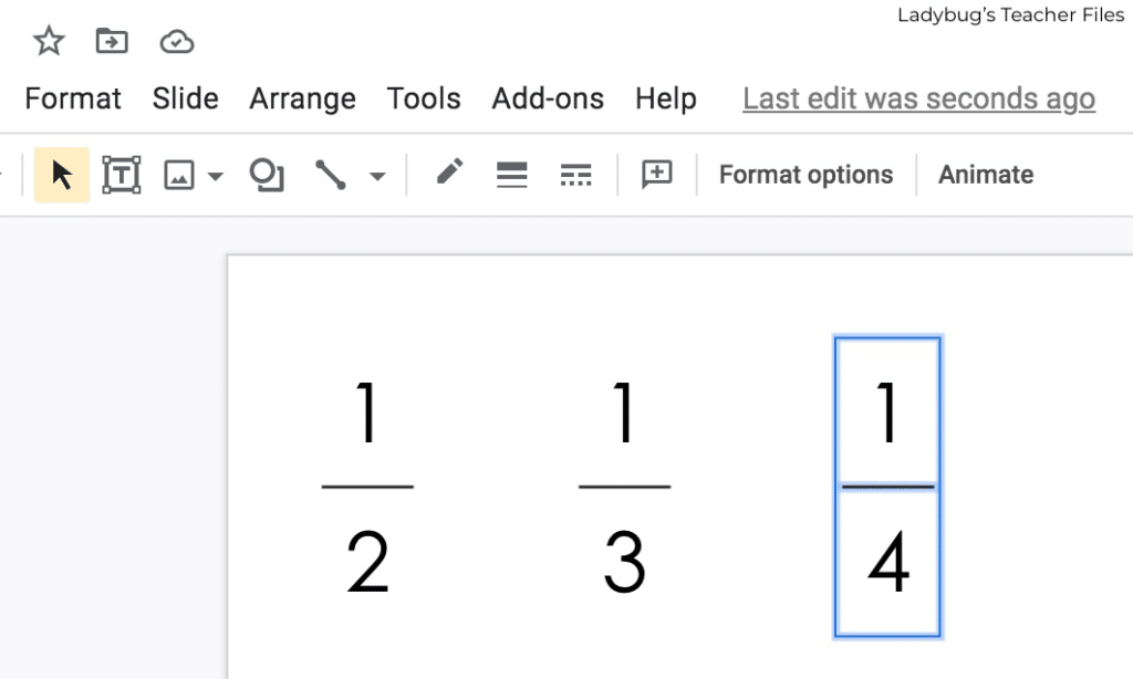 now the fraction is selected and can be copied and pasted