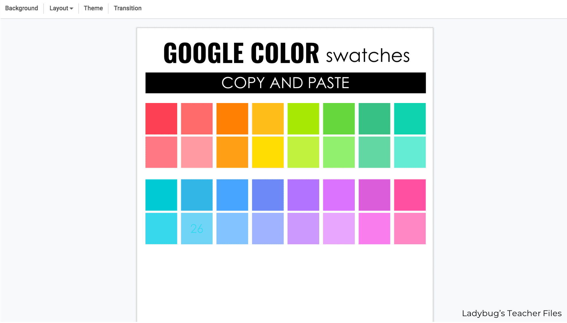 open the color swatches template