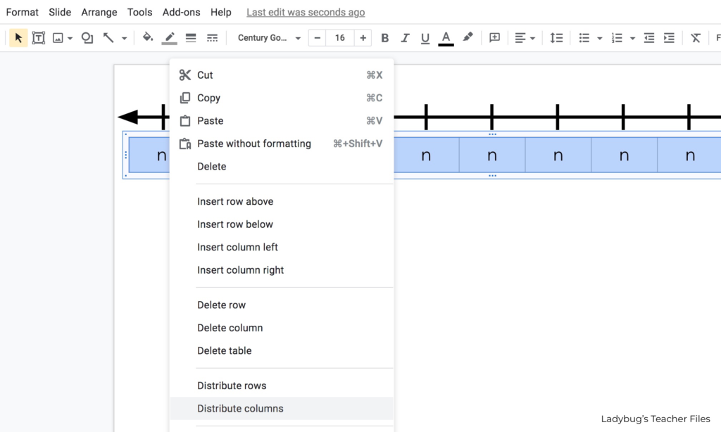 distribute the table columns