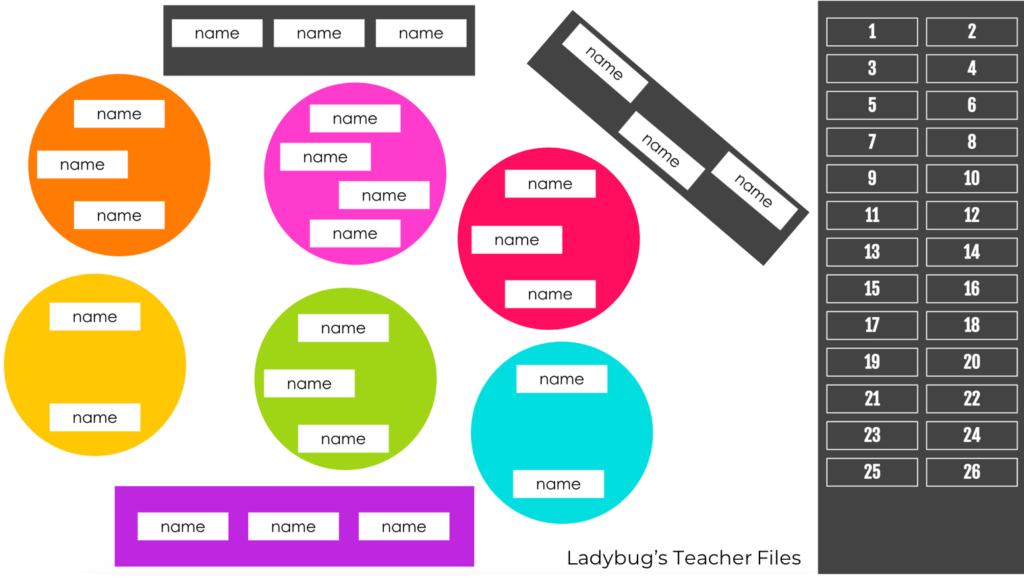 seating chart created with shapes in google slides