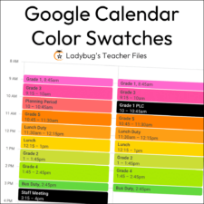 Google Calendar Color Swatches