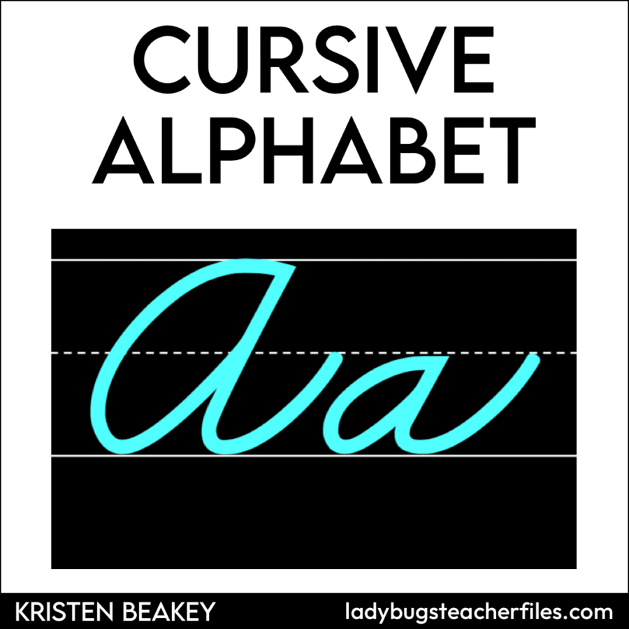 black and bright cursive alphabet