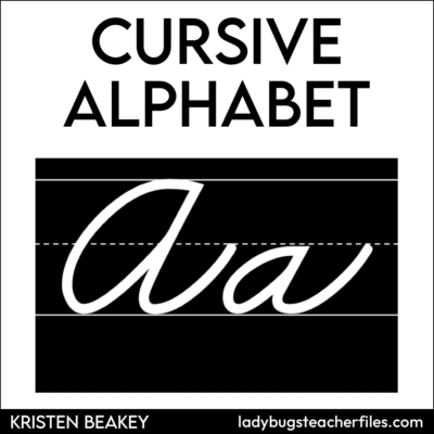 black and white cursive alphabet