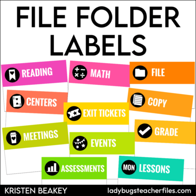 Colorful File Folder Labels