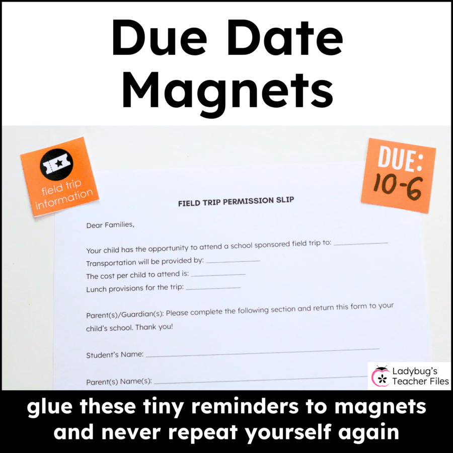 Due Date Magnets with Icons