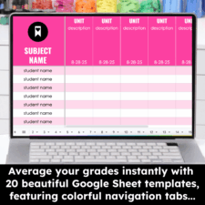 Instant Averages Google Sheet Gradebook
