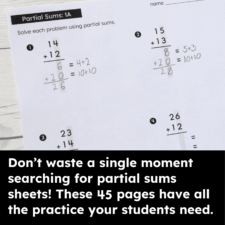 45 Pages Partial Sums without Regrouping