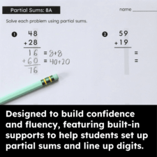 Built In Supports Two Digit Partial Sums with Regrouping