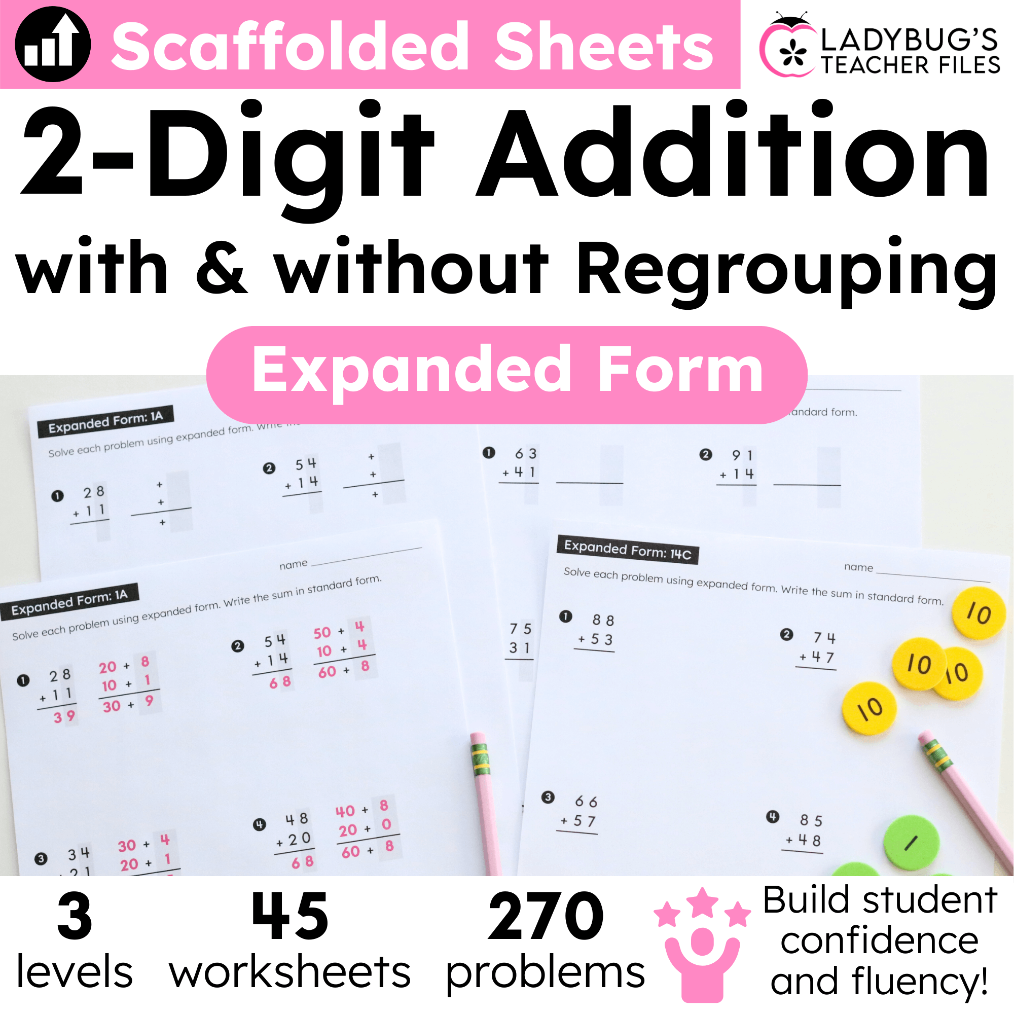 Expanded Form Addition: Two Digits with Regrouping